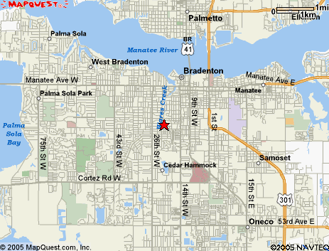 Map of the area our 34205 locksmiths service