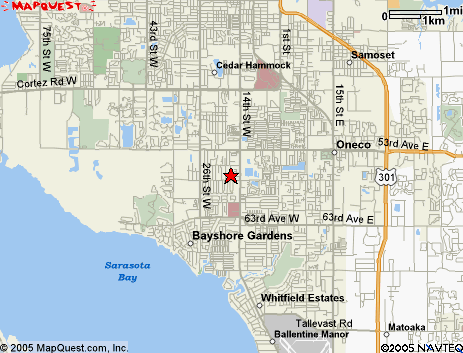 Map of the area our 34207 locksmiths service