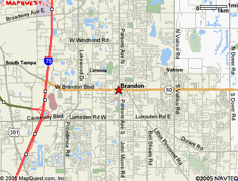 Map of the area our Brandon locksmiths in Florida service