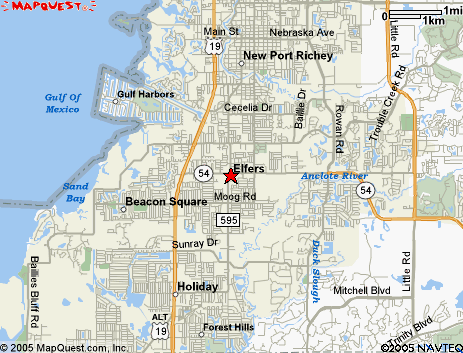 Map of the area our Elfers locksmiths in Florida service