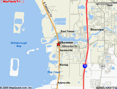 Map of the area our Gibsonton locksmiths in Florida service