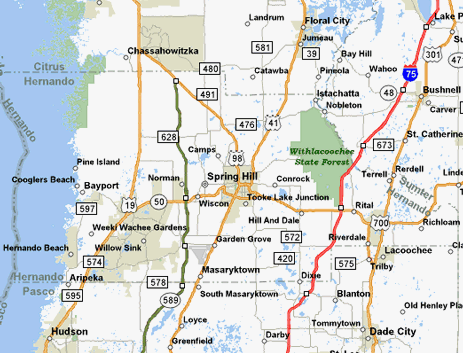 Map of the area our Hernando County locksmiths in Florida service