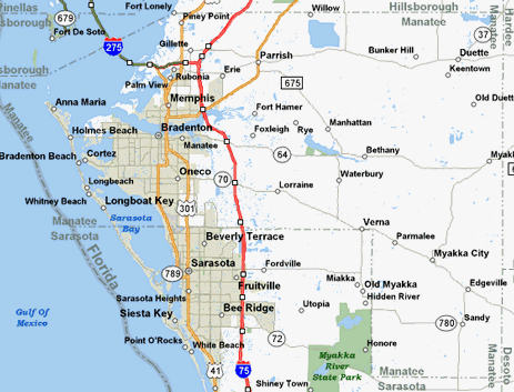 Map of the area our Manatee County locksmiths in Florida service