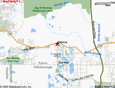 Map of the area our Odessa locksmiths in Florida service