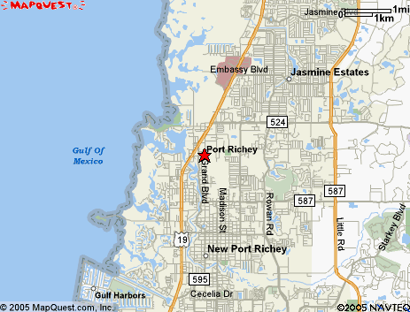 Map of the area our Port Richey locksmiths in Florida service