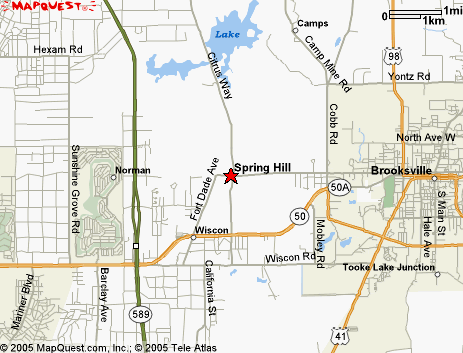 Map of the area our Spring Hill locksmiths in Florida service