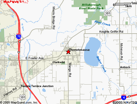 Map of the area our Thonotosassa locksmiths in Florida service